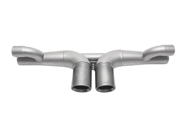 SOUL 06-11 Porsche 997 / 997.2 GT3 Center Muffler Bypass Exhaust - 3.5in Gunmetal Double Wall Tips