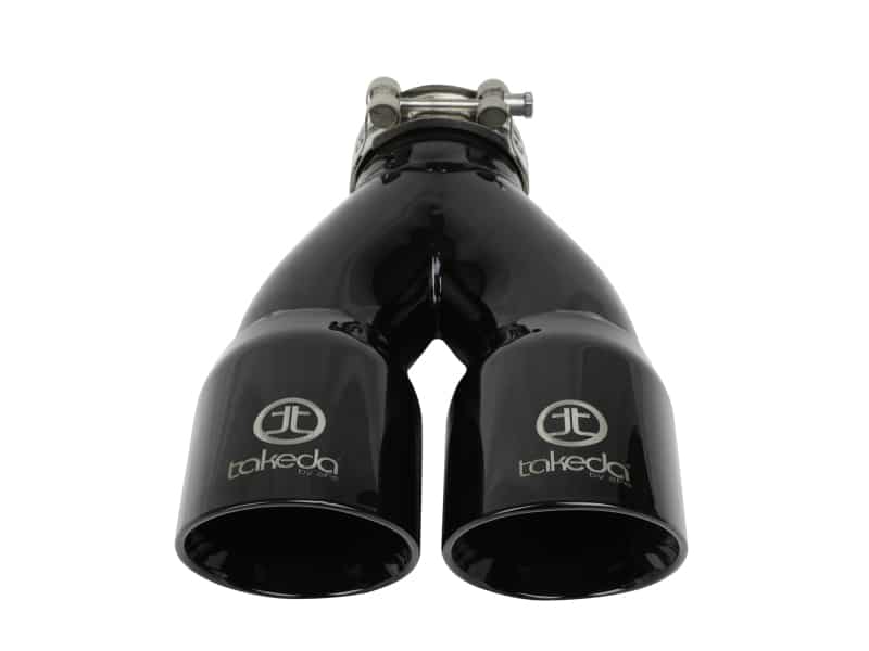 aFe Takeda 2.5in 304 Stainless Steel Clamp-on Exhaust Tip 2.5in Inlet 3in Dual Outlet - Black - Image 3