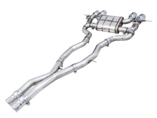 Alternative view of AWE SwitchPath Catback Exhaust for BMW G8X M3/M4 - Chrome Silver Tips