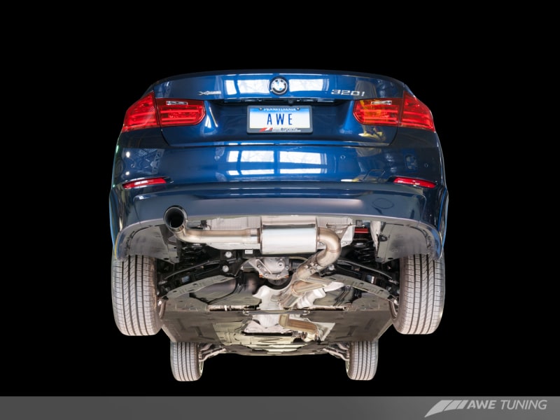AWE Tuning 13-18 BMW 320i (F30) Touring Edition Exhaust w/ Perfomance Mid Pipe - Diamond Black Tips - Image 5