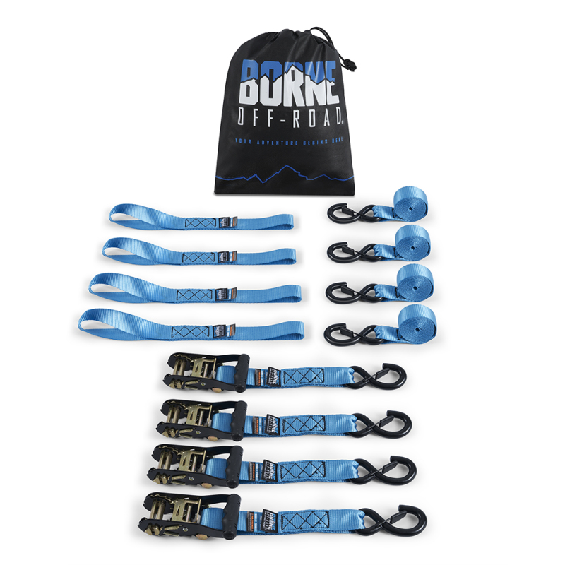 Mishimoto Heavy-Duty Ratchet Tie-Down Kit (4-Pack) - Blue - Image 5