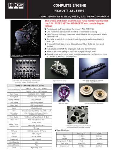 HKS Nissan RB26 2.8L Step 2 COMPLETE ENGINE