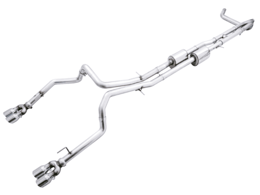 Alternative view of AWE Tuning 4th Gen GM 1500 6.2L 0FG Catback Split Rear Exit (w/ Bumper Cutouts) - Quad Chrome Tips
