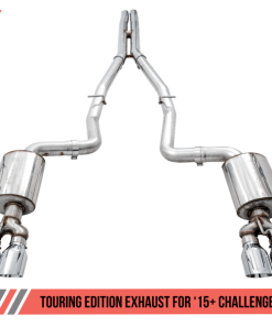 Alternative view of AWE Tuning 2015+ Dodge Challenger 6.4L/6.2L Non-Resonated Touring Edition Exhaust - Quad Silver Tips