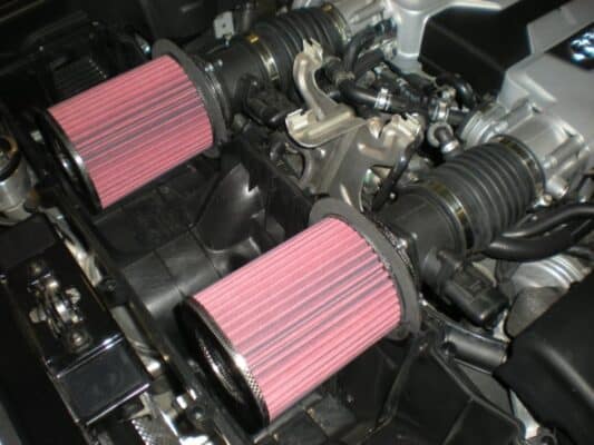 Alternative view of BMC 09-12 Audi R8 5.2L V10 Quattro / R-Tronic Cylindrical Carbon Racing Filter Induction System Kit
