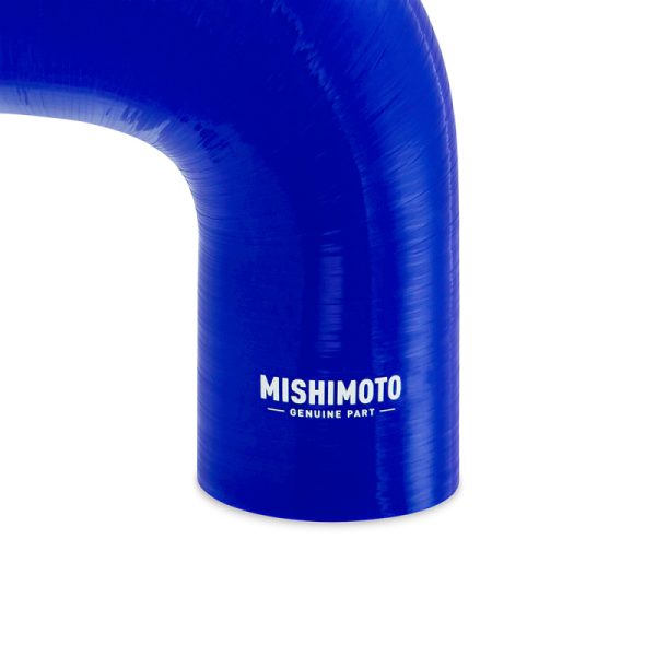 Alternative view of Mishimoto Silicone Reducer Coupler 90 Degree 3in to 3.25in - Blue