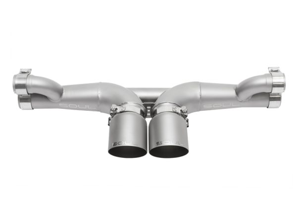 SOUL 14-19 Porsche 991 GT3 Center Muffler Bypass Exhaust - 4in Slash Cut Signature Satin Tips