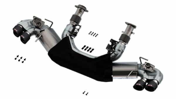 Alternative view of Borla 2020 Chevrolet Corvette C8 6.2L ATAK 3in Exhaust System Dual Round Angle Cut Carbon Fiber Tips