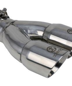 aFe Takeda 2.5in 304 Stainless Steel Clamp-on Exhaust Tip 2.5in Inlet 3in Dual Outlet - Polished