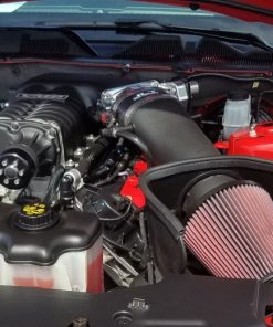 JLT 11-14 Ford Mustang GT (w/Roush/Whipple S/C) Black Textured Big Air Intake w/Red Filter -Tune Req