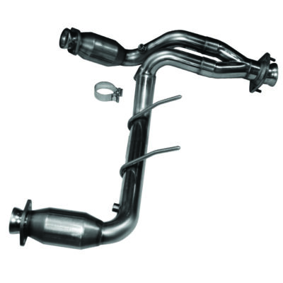 Alternative view of Kooks 09-10 Ford F-150/ Ford Raptor 5.4L 3V 2 1/2in x 2 1/2in OEM Exhaust GREEN Cat Y Pipe