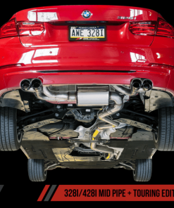 AWE Tuning BMW F3X N20/N26 328i/428i Touring Edition Exhaust Quad Outlet - 80mm Chrome Silver Tips