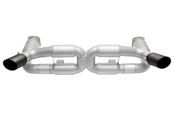 SOUL 06-09 Porsche 997.1 Turbo Sport X-Pipe Exhaust (w/ 200 Cell Cats) - GT2 Style Satin Black Tips