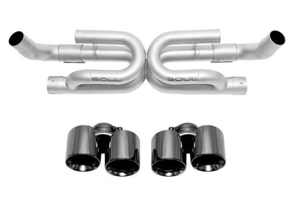 SOUL 17-19 Porsche 991.2 Carrera (non-PSE) Perf. Exhaust w/ Drone Tubes - Base - Blk Chrome Tips