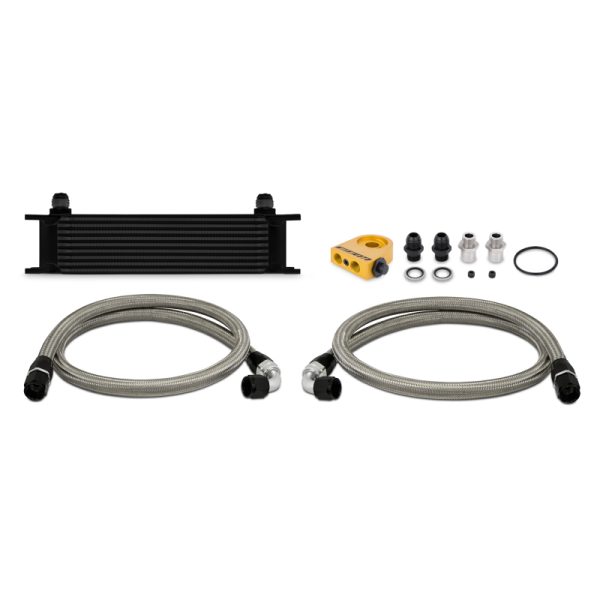Alternative view of Mishimoto Universal Thermostatic 10 Row Oil Cooler Kit - Black