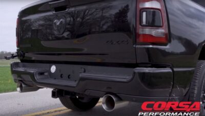 Alternative view of Corsa 2019 Ram 1500 5.7L Crew Cab w/ 57in or 76in Bed Cat-Back Dual Rr Exit 5in Satin Polished Tips