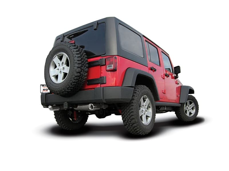 Borla 12-14 Jeep Wrangler JK 2Dr & 4Dr Rear Section ATAK Single Sqaure Rolled Angle-Cut Exit Exhaust - Image 5