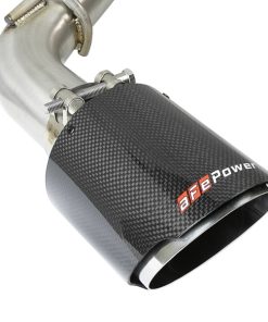 Alternative view of aFe Takeda 2.5in 304 SS Axle-Back Exhaust w/ Carbon Fiber Tips 16-19 Infiniti Q50 V6-3.0L (tt)