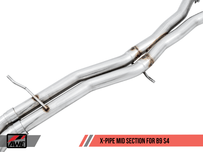 AWE Tuning Audi B9 S4 Touring Edition Exhaust - Non-Resonated (Black 102mm Tips) - Image 7