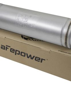 Alternative view of aFe ATLAS Aluminized Steel Muffler 5in Center/Center 24in L x 7in Diameter - Round Body