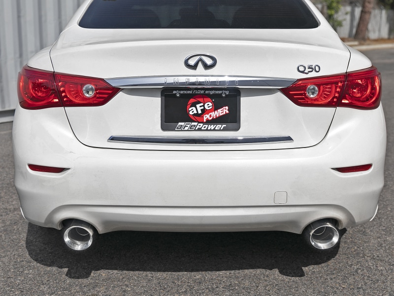 aFe Takeda 2.5in 304 SS Cat-Back Exhaust System w/ Polished Tips 16-18 Infiniti Q50 V6-3.0L (tt) - Image 5