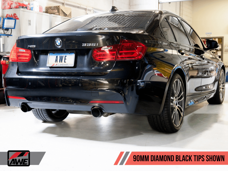 AWE Tuning BMW F3X 335i/435i Touring Edition Axle-Back Exhaust - Diamond Black Tips (90mm) - Image 8