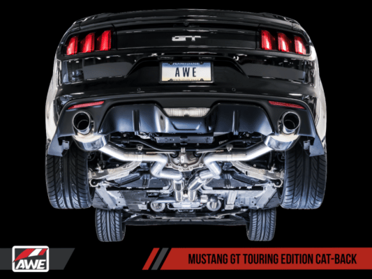 Alternative view of AWE Tuning S550 Mustang GT Cat-back Exhaust - Touring Edition (Chrome Silver Tips)