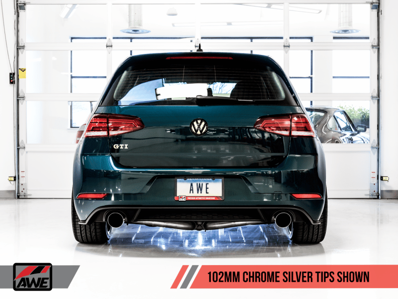 AWE Tuning Volkswagen GTI MK7.5 2.0T Track Edition Exhaust w/Chrome Silver Tips 102mm - Image 7