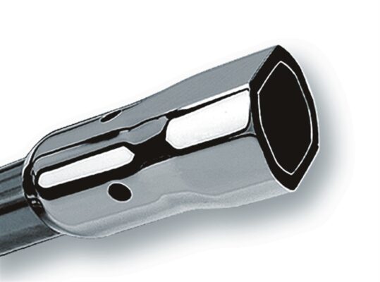 Alternative view of Borla 2.25in Inlet 3.38in x 3.0in Square Angle Cut Phantom x 6.5in Long Universal Exhaust Tips