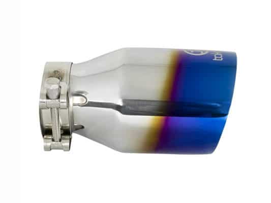 Alternative view of aFe Takeda 304 Stainless Steel Clamp-On Exhaust Tip 2.5in Inlet / 4in Outlet - Blue Flame