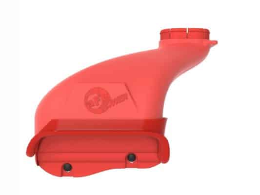 Alternative view of aFe Rapid Induction Dynamic Air Scoop 2021+ Ford F-150V6/V8 - Red