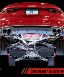 Alternative view of AWE Tuning Audi B9 S5 Coupe SwitchPath Exhaust w/ Chrome Silver Tips (90mm)