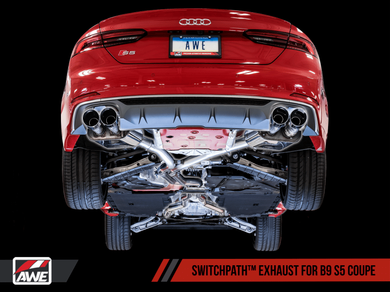 AWE Tuning Audi B9 S5 Coupe SwitchPath Exhaust w/ Chrome Silver Tips (90mm) - Image 2