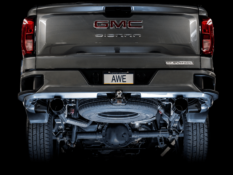 AWE Tuning 4th Gen GM 1500 5.3L 0FG Catback Split Rear Exit (Flat Bumper) - Quad Diamond Tips - Image 5