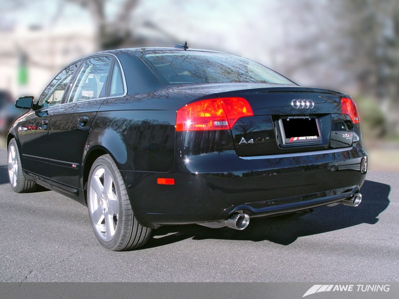 AWE Tuning Audi B7 A4 3.2L Touring Edition Dual Tip Exhaust - Diamond Black Tips - Image 2