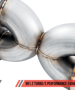 Alternative view of AWE Tuning Porsche 991 Turbo Performance Exhaust and High-Flow Cat Sections - Black Quad Tips