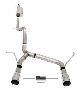Alternative view of Corsa 07-18 Jeep Wrangler JKU 3.6L/3.8L 2.75in Sport Cat-Back Exhaust w/ 4in American Flag Tips
