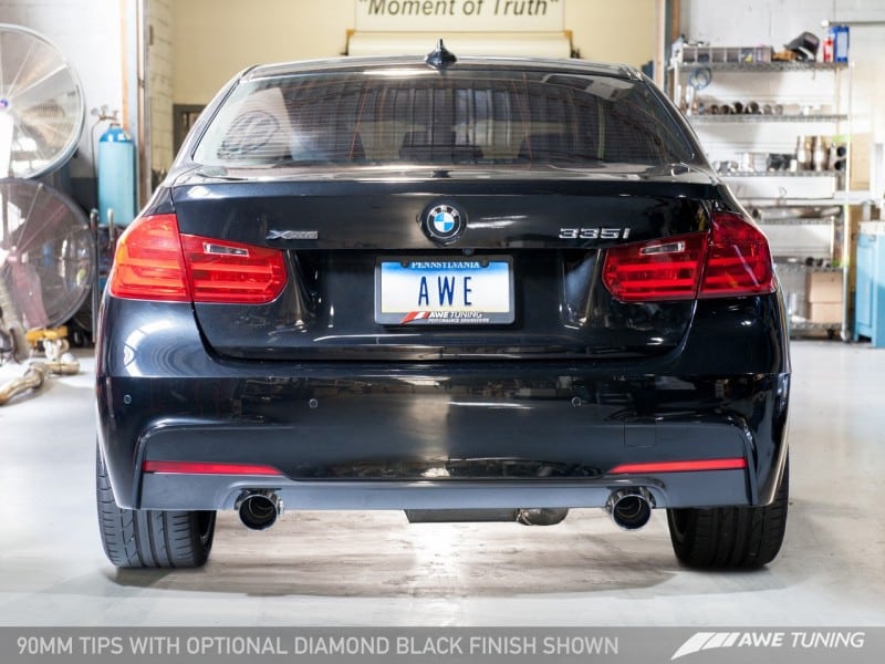AWE Tuning BMW F3X 335i/435i Touring Edition Axle-Back Exhaust - Diamond Black Tips (90mm) - Image 3