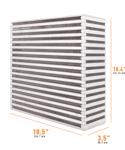Alternative view of Mishimoto Universal Air-to-Air Intercooler Core - 10.5in / 10.4in / 3.5in