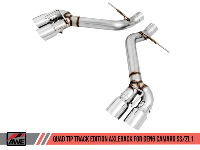 AWE Tuning 16-19 Chevrolet Camaro SS Axle-back Exhaust - Track Edition (Quad Chrome Silver Tips) - Image 3
