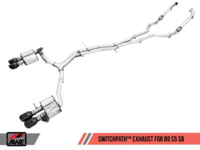 Alternative view of AWE Tuning Audi B9 S5 Sportback SwitchPath Exhaust - Non-Resonated (Black 102mm Tips)