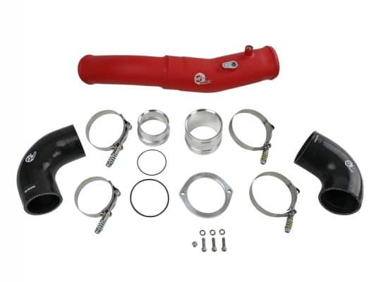Alternative view of aFe 2020 Toyota Supra 3.0L 3in Red Intercooler Tube - Hot