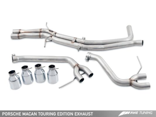 Alternative view of AWE Tuning Porsche Macan Touring Edition Exhaust System - Chrome Silver 102mm Tips