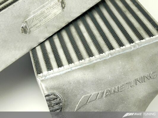Alternative view of AWE Tuning 997TT/GT2 Performance Intercoolers - Black Hoses