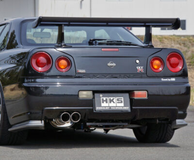 Alternative view of HKS 2Stage Exhaust System BNR34