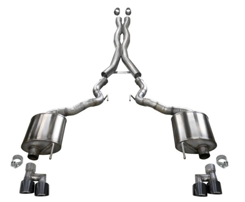 Corsa 18-20 Ford Mustang GT Convertible w/o Active Valves Xtreme Cat-Back w/ Black PVD 4in Tips - Image 2