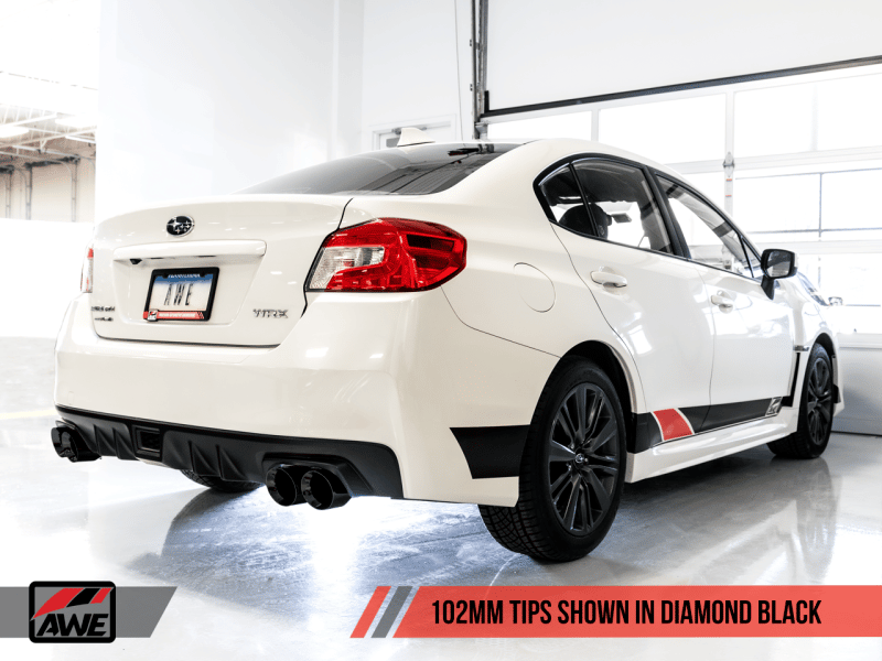 AWE Tuning Subaru WRX/STI VA/GV Sedan Track Edition Exhaust - Diamond Black Tips (102mm) - Image 3