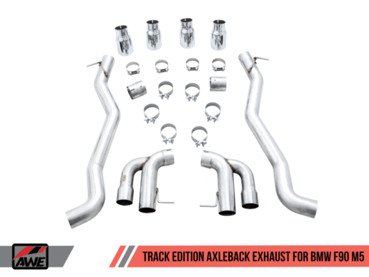 Alternative view of AWE Tuning 18-19 BMW M5 (F90) 4.4T AWD Axle-back Exhaust - Track Edition (Chrome Silver Tips)