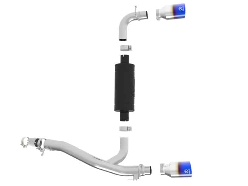 aFe Takeda 3in 304 SS Axle-Back Exhaust System w/ Blue Flame Tip 16-18 Ford Focus RS 2.3L (t) - Image 6