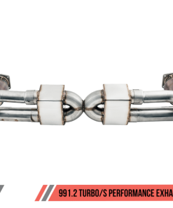 AWE Tuning Porsche 991 Turbo Performance Exhaust and High-Flow Cat Sections - Black Quad Tips